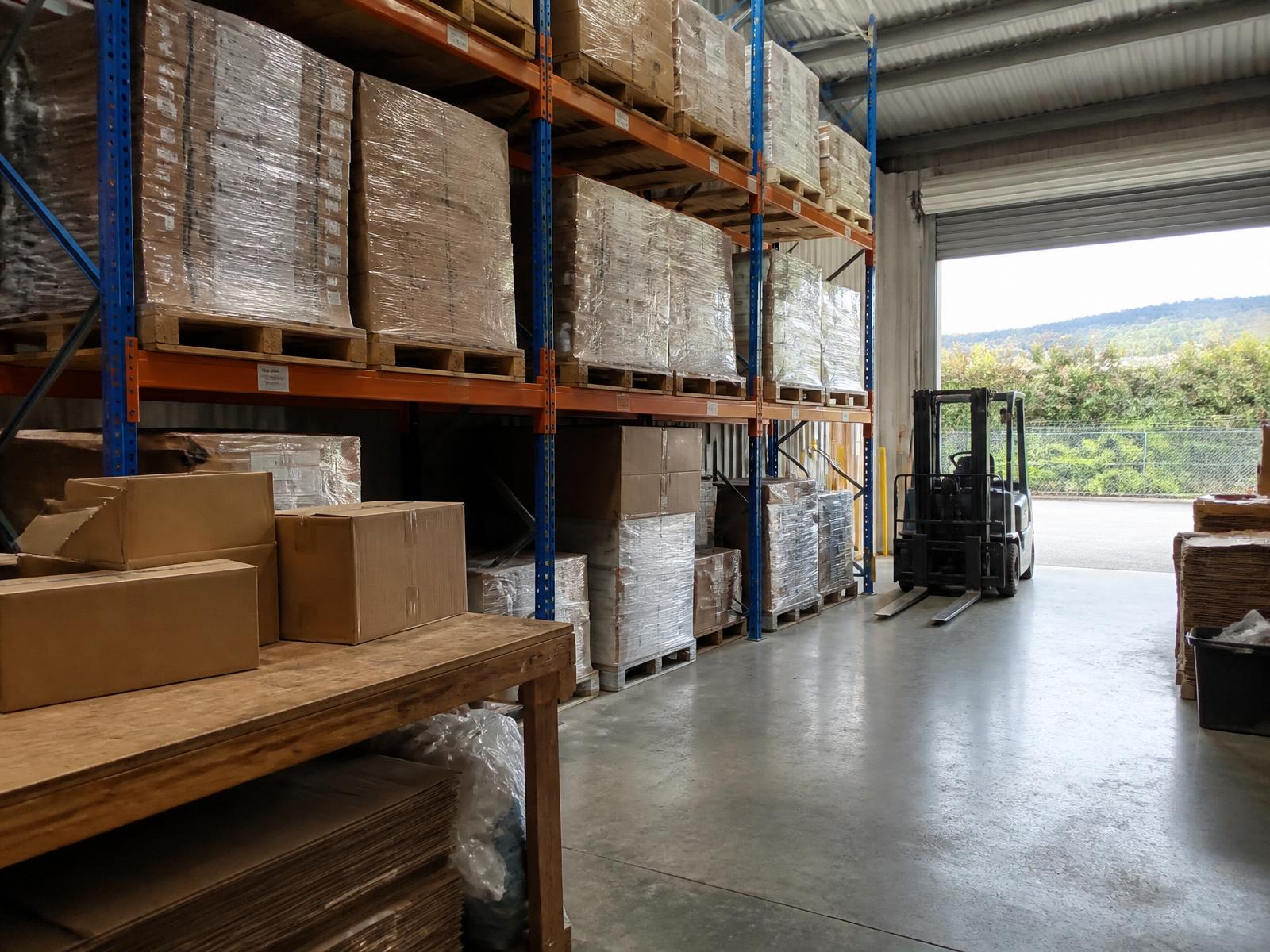 Pallets and racking inside a New Zealand storage and distribution warehouse